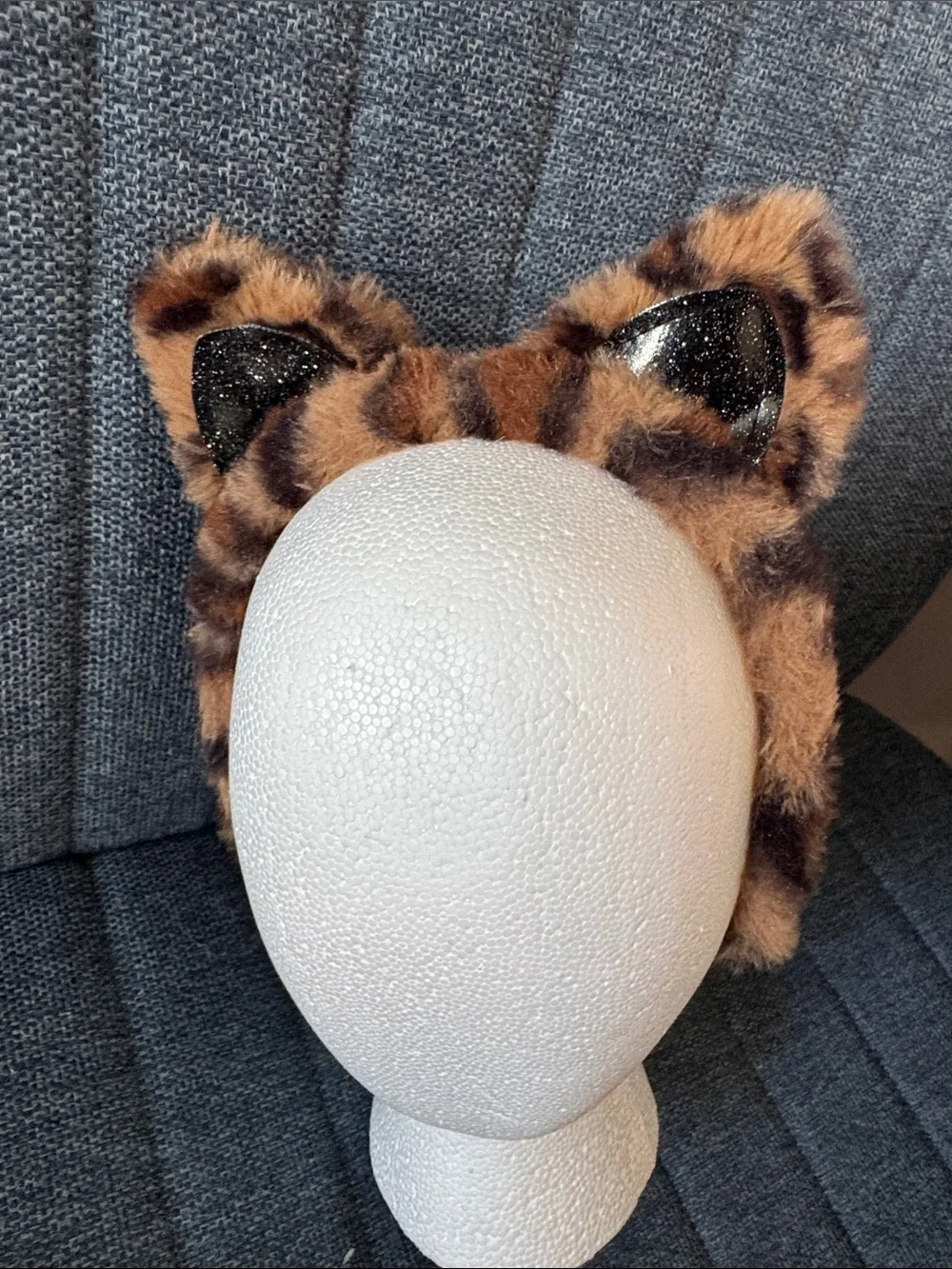 Faux Fur Leopard Print Cat Ear Headband - Brown